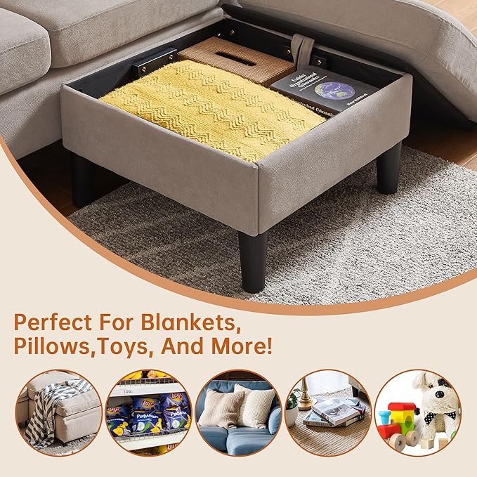 80 Convertible Sectional Sofa Small L Shaped 3 Seat Couch with Reversible Chaise Modern Fabric Sofa Couches for Living Room Apartment and Small Space Beige
