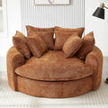 Merax 59.8 Full-Compressed Round Chaise Sofa Boneless Loaf Style Chenille Upholstered Sofa Bed with 8 Throw Pillows for Living Room Orange