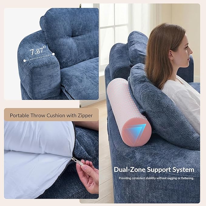Kuahisoofa 78 Memory Foam Convertible Sofa Bed with Built-in Quilt Foldable Floor Couch Sleeper for Guests Room &amp Living Room Boneless Futon Cloud Sofa for Small Spaces Blue