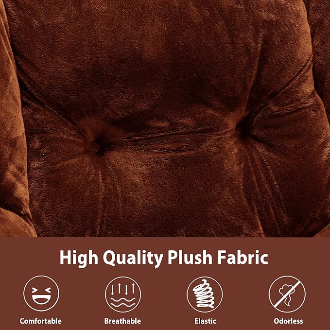 Lazy Chair with Folding Ottoman Accent Chair Plush Upholstered with Metal Structure and Non-Slip Pads Sofa Armchair with Footrest and Side Storage Bag for Dorm Room Office Brown