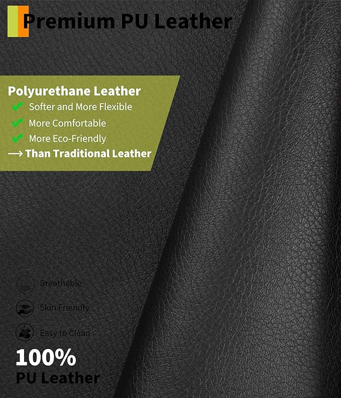 OUTLANE Oversized Recliner Chair Big and Tall Massage Recliner with Heating Extra Wide PU Leather Manual Recliners 400LBS Capacity with Plush 1.5X Padding Lazy Chair for Living Room - Black