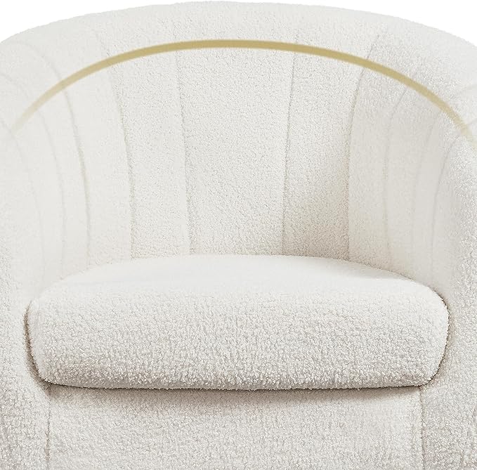 Yaheetech Accent Chair Modern Cozy Vanity Chair with Gold Metal Legs Boucle Fabric Armchair with Removable Seat Cushion for Living Room Bedroom Office Guest Room Ivory 2 pcs