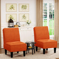 ALISH Upholstered Living Room Chairs Set of 2 Armless Side Accent Bedroom Chairs with Curved Backrest and Wooden Legs Orange Orange