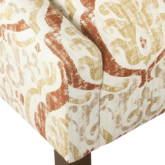 Homepop Home Decor | Upholstered Classic Swoop Arm Accent Chair | Accent Chairs for Living Room &amp Bedroom | Decorative Home FurnitureOrange and Cream Medallion