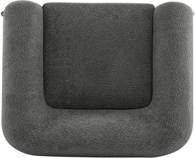 Christopher Knight Home Holly Modern Boucle Fabric Upholstered Club Chair for Living Room Home Office Apartment Relaxing Chair with Removable Cushion and Birch Wood Legs Dark Gray + Walnut