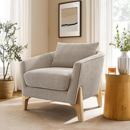 VANOMi 32 Living Room Chairs Comfy Chair for Bedroom with Thick Cushion Sharpe Arm Chair for Reading Office Apartment Camel