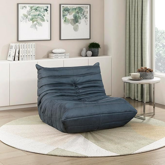 Lexicon Single Sofa Chair Floor Sofa Couch 33.5 Microfiber Floor Sofa Chair for Living Room Accent Chair High Resilient Foam-Filled Accent Single Chair for Bedroom/Office/Waiting Room Charcoal