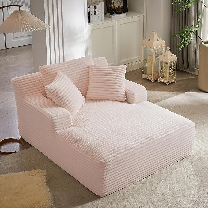 KEIKI 67 Oversized Chaise Lounge Chair Indoor Corduroy Upholstered Sleeper Sofa Couch with Deep Seat Comfort Modern Cloud Sofa Bed for Guest Room Lounging No Assembly Required
