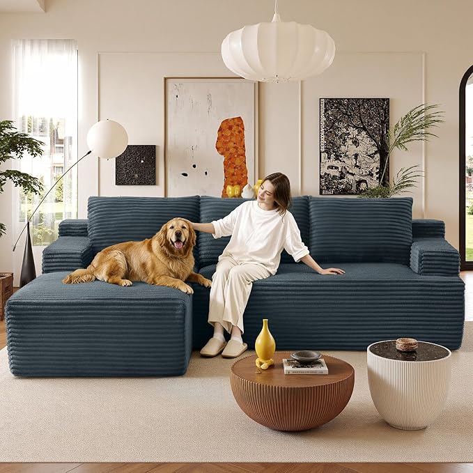 96 Sectional Couches for Living Room Cloud Couch Sofa with L-Shape Upholstered Boneless Couchs Modern Modular Sectional Couch with Chaise (Dark Grey 96 W+Left Facing Chaise+2Seaters)