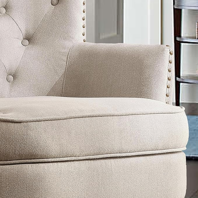 Rosevara Atlas Mid-Century Modern Upholstered Lounge Arm Chair - Tufted Small Cozy with Soft Cushion for Living Room Bedroom Small Spaces