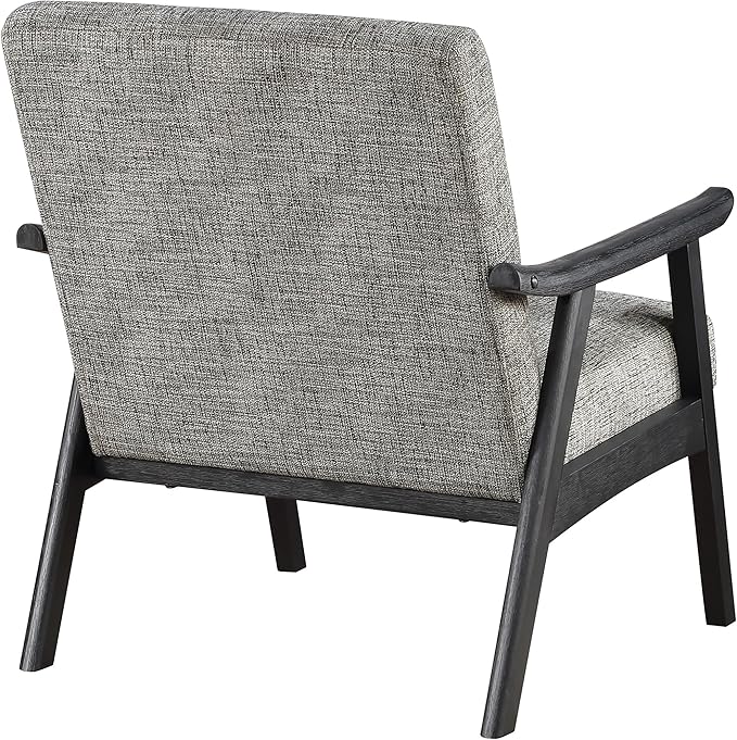 OSP Home Furnishings Weldon Mid-Century Modern Armchair Graphite Fabric with Black Finished Frame