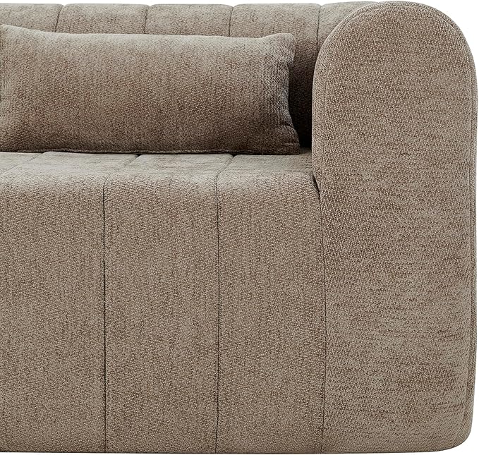 145.5 Inch Modular Full-Compressed Sectional SofaBeige Polyester Upholstered Modular Sofa with 4 PiecesCompressed Sponge Modular Couch for Living Room (Espresso#81)