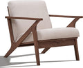 Zola Mid Century Modern Accent Chair Arm Chair: The Perfect Reading Living Room and Bedroom Chairs for Modern Home Furniture Use! Solid Wood Frame Beige/Walnut