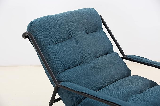 Lounge Recliner Chair Leisure Chair Studio Chairs Iron Arm Club Chair with Metal Legs Moveable Cushion for Living Room (Navy Blue)