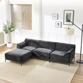 VKNOW 106 Couches for Living Room Modular Sectional Sofa with Wide Armrests and Solid Iron Frame Compressed Couch for Living RoomOfficeChenille FabricL-ShapedBlack
