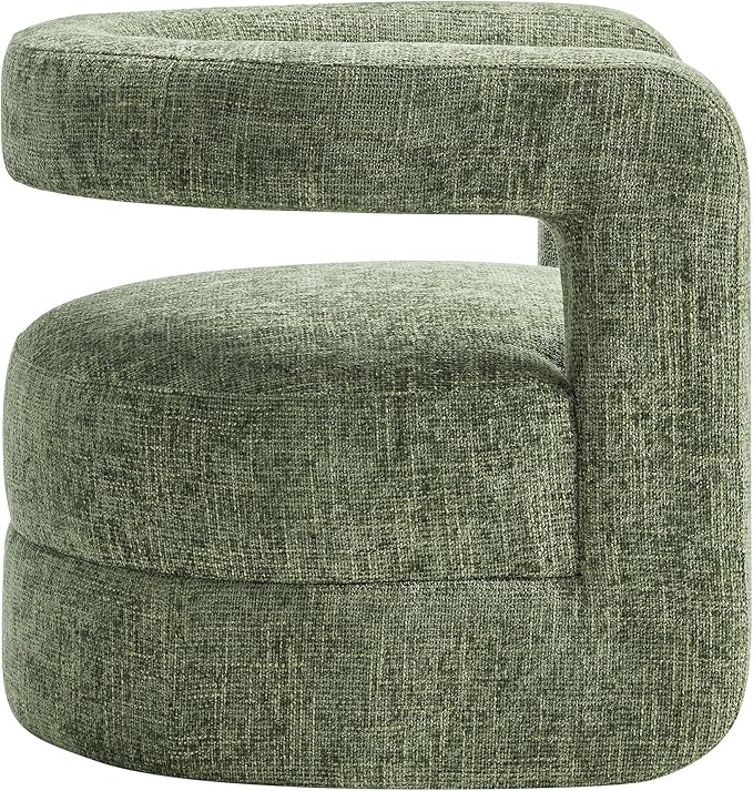 Modway Jaylin Chenille Accent Chair in Basil - Upholstered Comfy Club Chair - Modern Soft Barrel Chair - Round Leisure Accent Chair with Curved Back for Living Room Bedroom Home Office