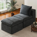 65.6 Chaise Lounge Chair Indoor Boneless Upholstered Sofa Bed Corduroy Comfy Sleeper Chair for Living Room and Bedroom Pebble Grey