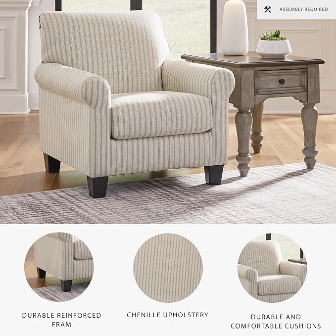 Signature Design by Ashley Valerani Classic Striped Upholstered Accent Chair Beige