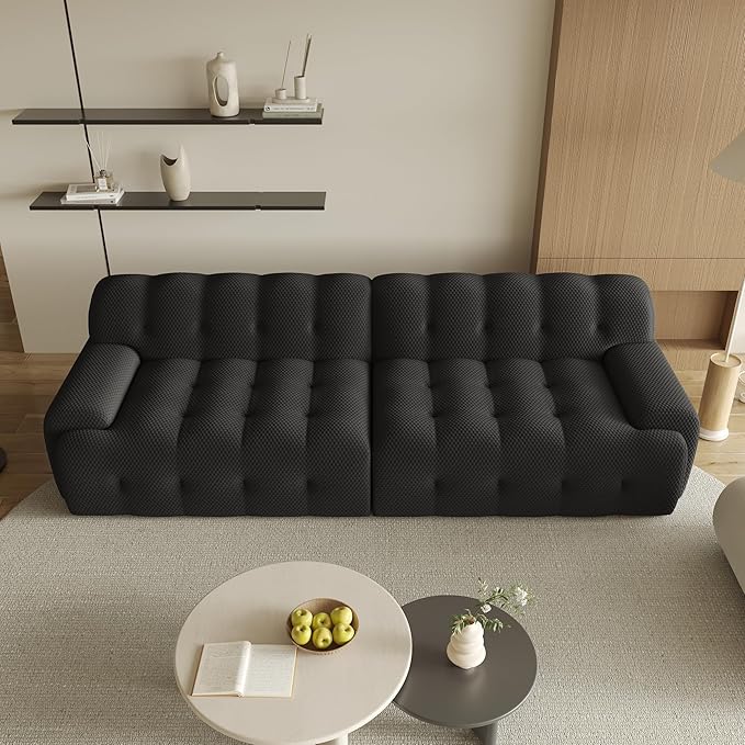102.4inch Modular Sectional CouchOversized Loveseat Sofa 3D Mesh Fabric Comfy Cloud Sofa Couches Curved Couch for Living Room Office ApartmentNo Assembly Required (Black 102.4)