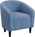 Yaheetech Accent Barrel Chair Boucle Fabric Club Chair Furry Sherpa Elegant Armchair with Cozy Soft Padded Suitable for Living Room Bedroom Reception Room Office Blue