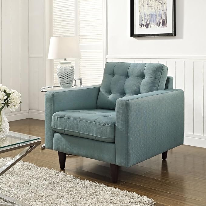 Modway EEI-1013-LAG Empress Mid-Century Modern Upholstered Fabric Armchair in Laguna
