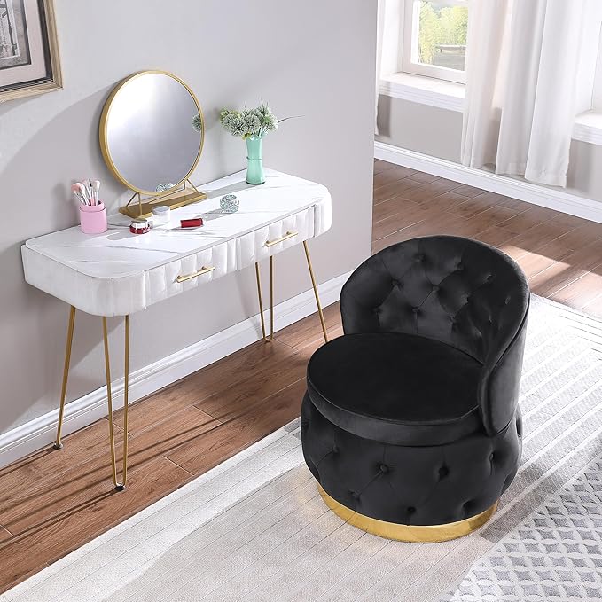 Accent Chair Barrel Chair with Storage Function Round Armchair Small Accent Chair Comfy Tufted Button Cushion for Living Room Bedroom Office