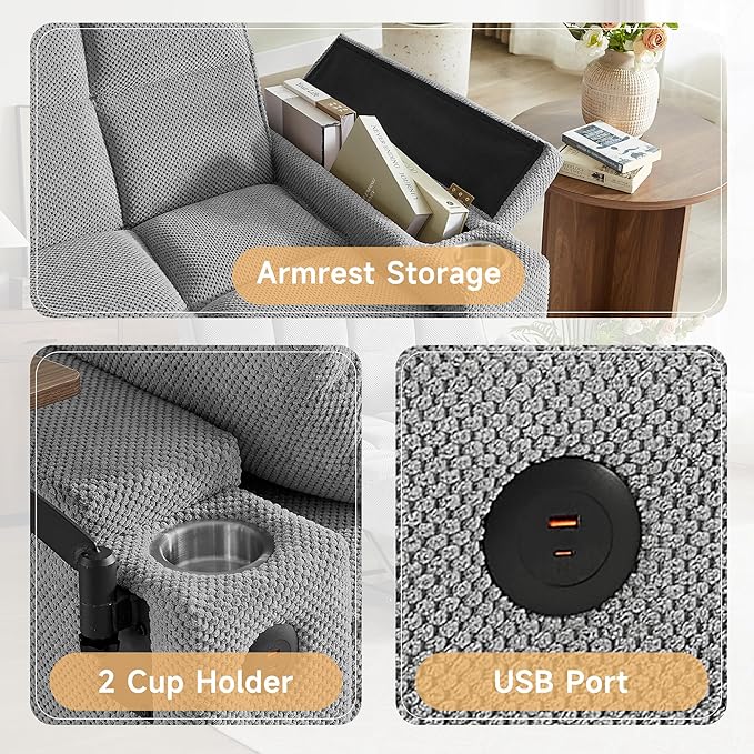 65'' Chaise Lounge Chair Indoor 3-in-1 Convertible Sofa Bed with Pull-Out Design 360° Swivel Side Table Modern Granular Velvet Couch Bed for Living Room Small Space &amp Apartment-Friendly