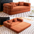 Compression Sofa - 62''Convertible Floor Sofa Bed - with Pillow Back Support Armrest - Comfy Foldable Sofa Bed Compressed Sofa in Box - Corduroy Fabric - for Living Room Bedroom (Orange)