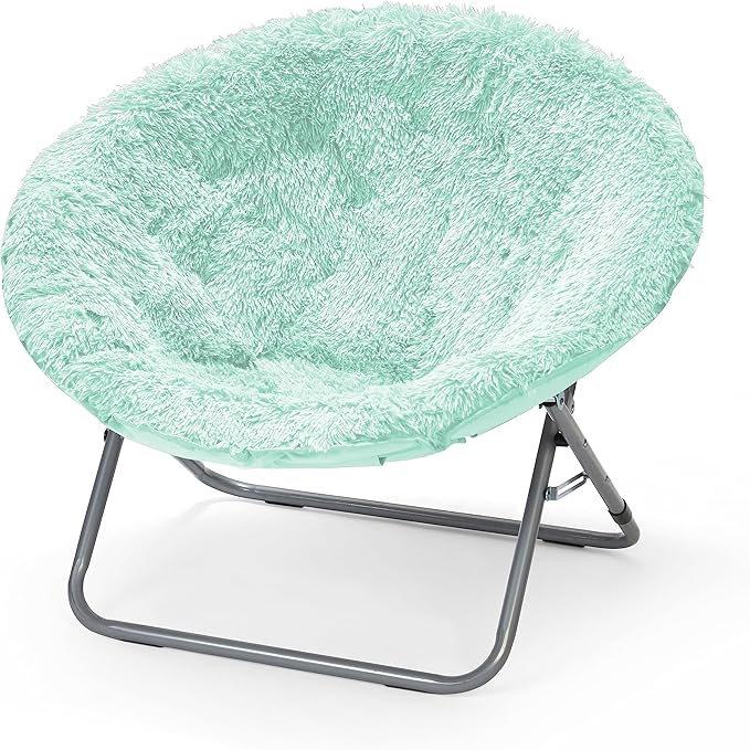 Urban Lifestyle Oversized Mongolian Faux Fur Saucer Chair Aqua