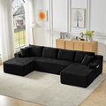 GNIXUU 133.5 Oversized U Shaped Black Boneless Sectional Couch with Cup Holders Modular Sectional Cloud Sofa with Storage Pocket Deep Seat Plush Corduroy Couches for Living Room No Assembly! | eas