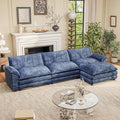 Furniwell 119 Modular Couch 3-Seat Sofa with Reversible Ottoman Cloud Couch L Shaped Sofa with Deep Seat Chenille Sectional Couches for Living Room