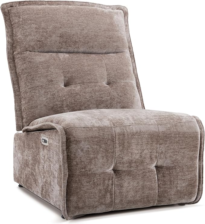 MCombo Wall Hugger Armless Power Recliner Chair with USB Ports 29.5 Extra Wide Seat Oversized Fabric Powered Reclining Sofa for Living Room Small Space ALR01