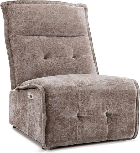 MCombo Wall Hugger Armless Power Recliner Chair with USB Ports 29.5 Extra Wide Seat Oversized Fabric Powered Reclining Sofa for Living Room Small Space ALR01