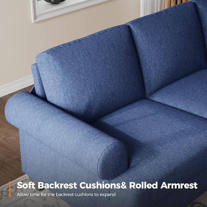 91 Inch Lawson Sofa with Extra Deep Seats Oversize Mid-Century 3-Seat Sofa Couch for Living Room Apartment Lounge Dark Blue