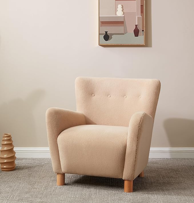 SAFAVIEH Couture Collection Carey Tan Faux Shearling Accent Chair (Fully Assembled)
