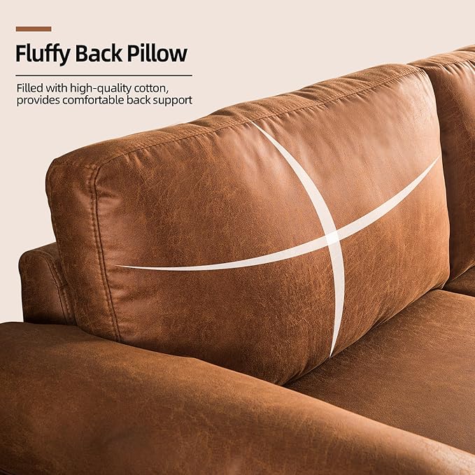 100 Faux Leather Convertible Sectional Sofa Couches for Living Room3 Seater L Shaped Sofa Couch with Reversible ChaiseMid-Century Modern Comfy Deep Seat Sofa (BrownSuede Fabric)