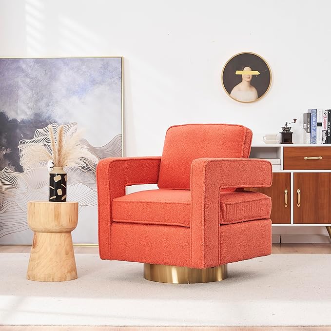 Swivel Barrel Chair for Living Room360 Degree Swivel Club Modern Accent Single Sofa Chair Small Leisure Arm Chair for Nursery Hotel Bedroom Office