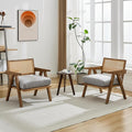 Garvee Mid-Century Modern Accent Chair Linen Upholstered Lounge Chair withWood Frame Soft Cushion - Comfortable Reading Armchair for Living Room Bedroom Office - Gray 2 PCS