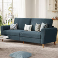 IDEALHOUSE 84 Inch Modern Sofa Couch Large 3-Seater Sofa with Streamlined Armrests Boucle Loveseat Wood Feet Comfy Couch for Living Room Apartment Lounge Dark Blue