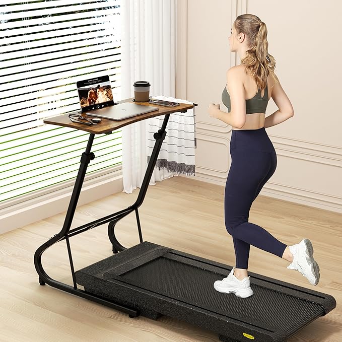 GRLEAF Adjustable Height Standing Desk for Walking Pad Treadmill Desk for Laptop with Cup Holder Desk for Bike/Cycling Used for Bedrooms and Offices (Rustic Brown)