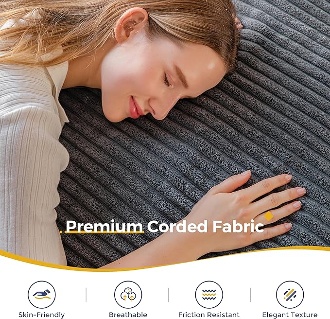 MAXYOYO Giant Bean Bag Chair with Pillow 3 in 1 Convertible Bean Bag Chair for Adults with Washable Cover Removable Floor Cushion Stuffed Floor Lounger for Living Room Bedroom Dark Grey Queen