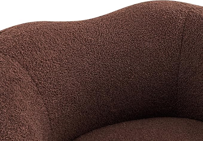 Christopher Knight Home Beckie Boucle Upholstered 360° Swivel Accent Chair Living Room Barrel Swivel Chair with Wooden Base Modern Club Chair with Rotation Dark Brown