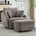 Aoiy &amp Wifon 40.55 W Oversized Swivel Chair with OttomanSwivel Accent Chair with Ottoman for Living Room Corduroy Gray