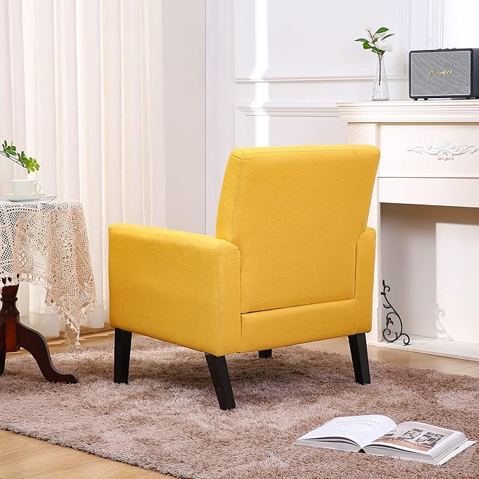 Generic Fabric Accent Chair for Living Room Bedroom Button Tufted Upholstered Comfy Reading Accent Chairs SofaYellow