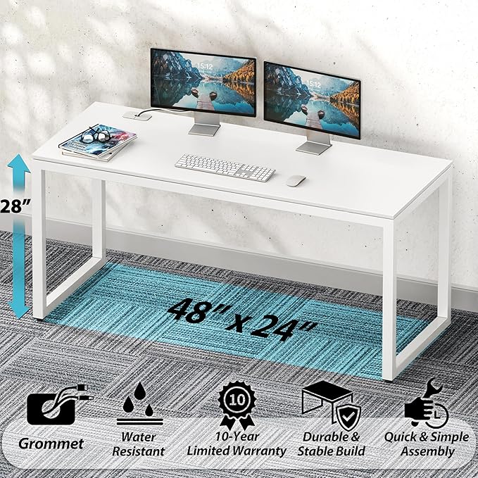 SHW 48-Inch Commercial-Grade Office Computer Desk White
