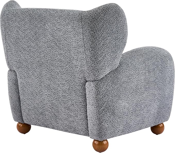 Christopher Knight Home Aiden Boucle Wingback Accent Chair Fabric Upholstered Club Chair with Wooden Frame Comfy Reading Chair for Living Room/Bedroom Dusty Blue+Walnut