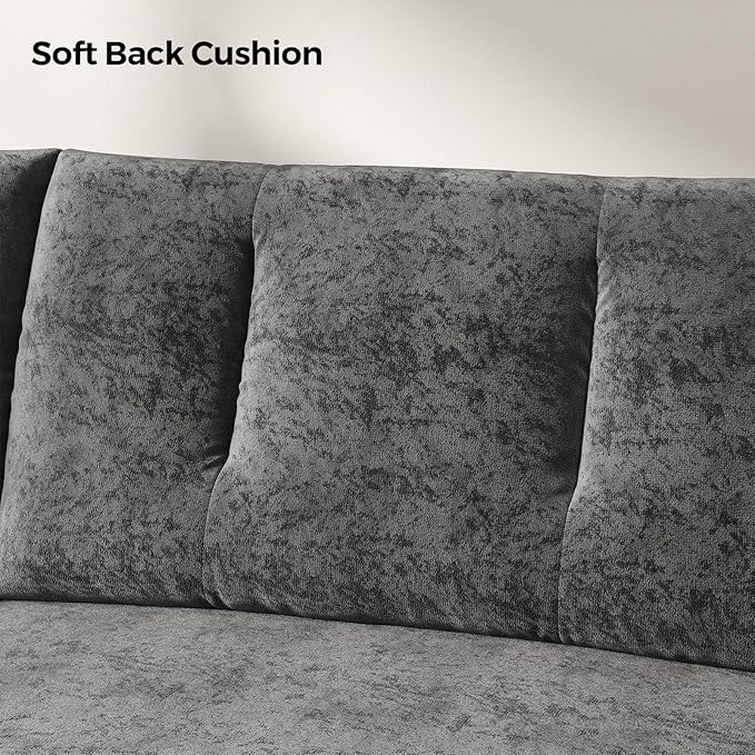84.5 Inch Loveseat SofaModern Couch and SofaFeather-tip armrest DesignSturdy and Easy InstallationSmall Sofa for Living Room Bedroom Office and ApartmentChenille FabricGray