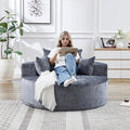 55.5 Oversized Round Chaise Lounge Upholstered Corduroy Cuddle Chair for Adults Single Circle Lounge Chair with Deep Seat for Living Room Bedroom No Assembly Needed Dark Grey