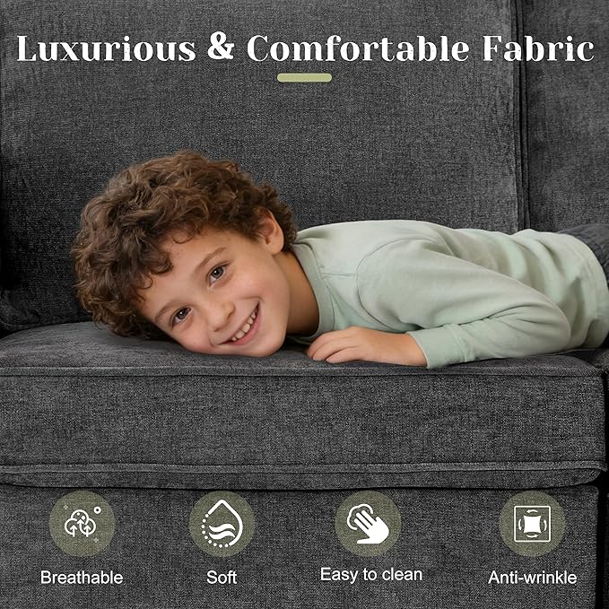 107 Inch Sectional Sleeper Sofa with Pull Out Bed 7 Seat U Shaped Modular Sectional Sofa with Storage Ottoman USB Port &amp 6 Pillows Sectional Couches for Living Room &amp Apartment Modular Cou