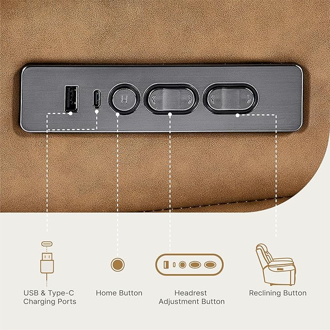 Power Recliner Chair Wall Hugger Recliner with Adjustable Headrest and Footrest Dual Motor Electric Faux Leather Reclining Sofa with USB/Type-C Charging for RV Living Room Bedroom